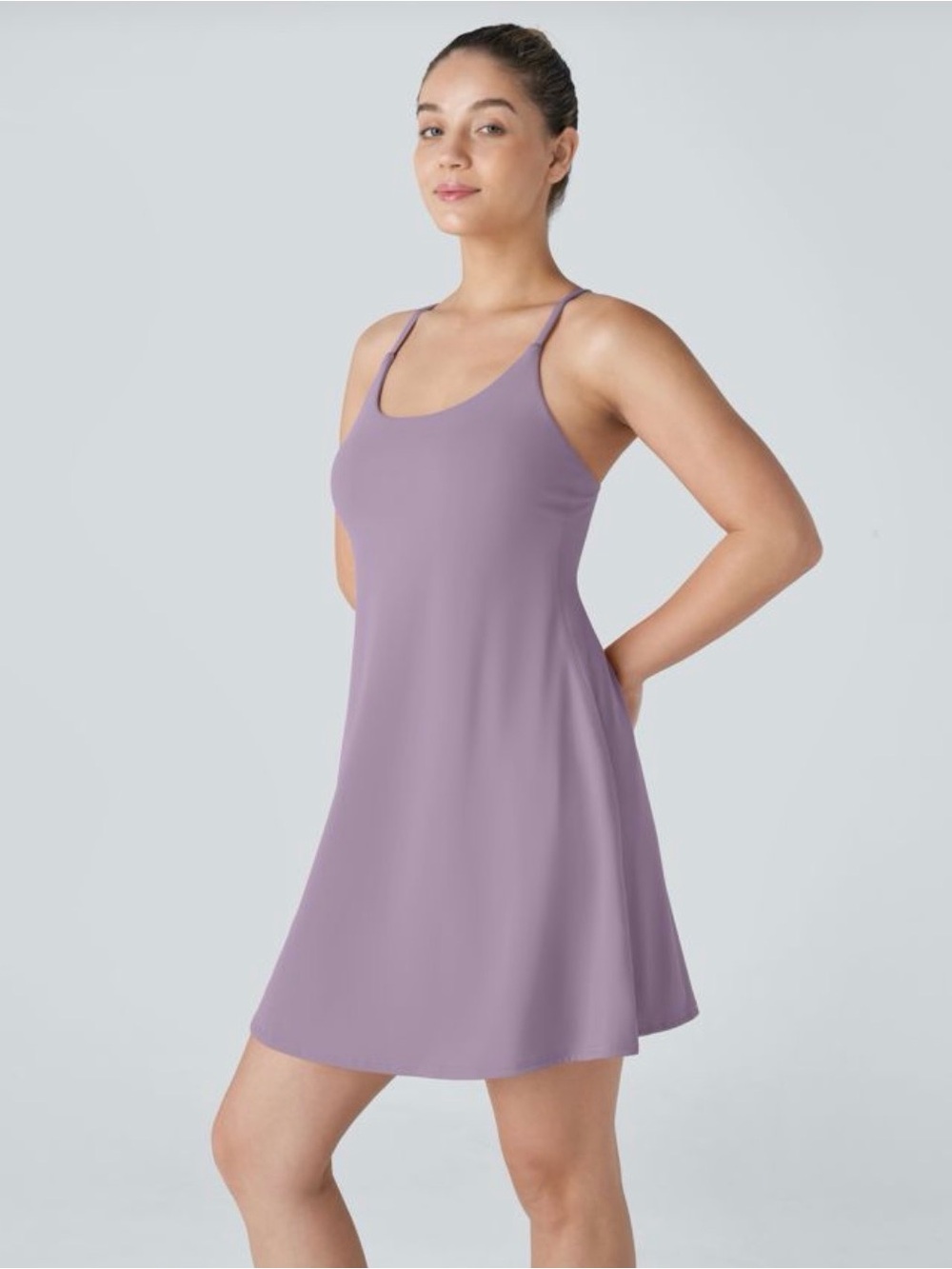 Lavender Scoop Neck Athletic Dress